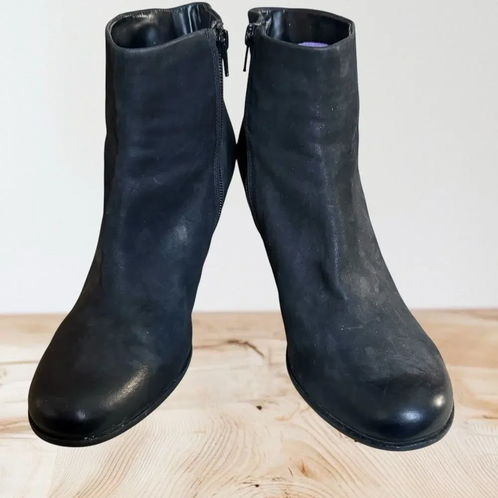 Ecco Jaffna Women Sz EU 40 US 9 Shoes Black Leather Side‎ Zip Heeled Ankle Boots